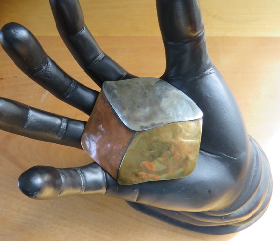 Marjorie Baer SF Mixed Metal Brutalist CUBE Brooc… - image 1