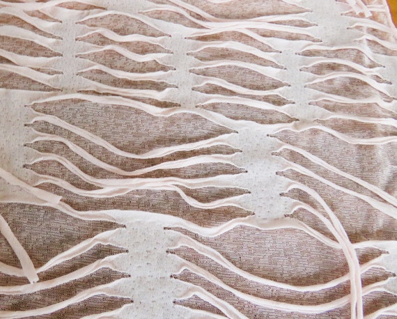 Pale Peach Oblong Knit Cut Fabric Polyester Scarf… - image 4