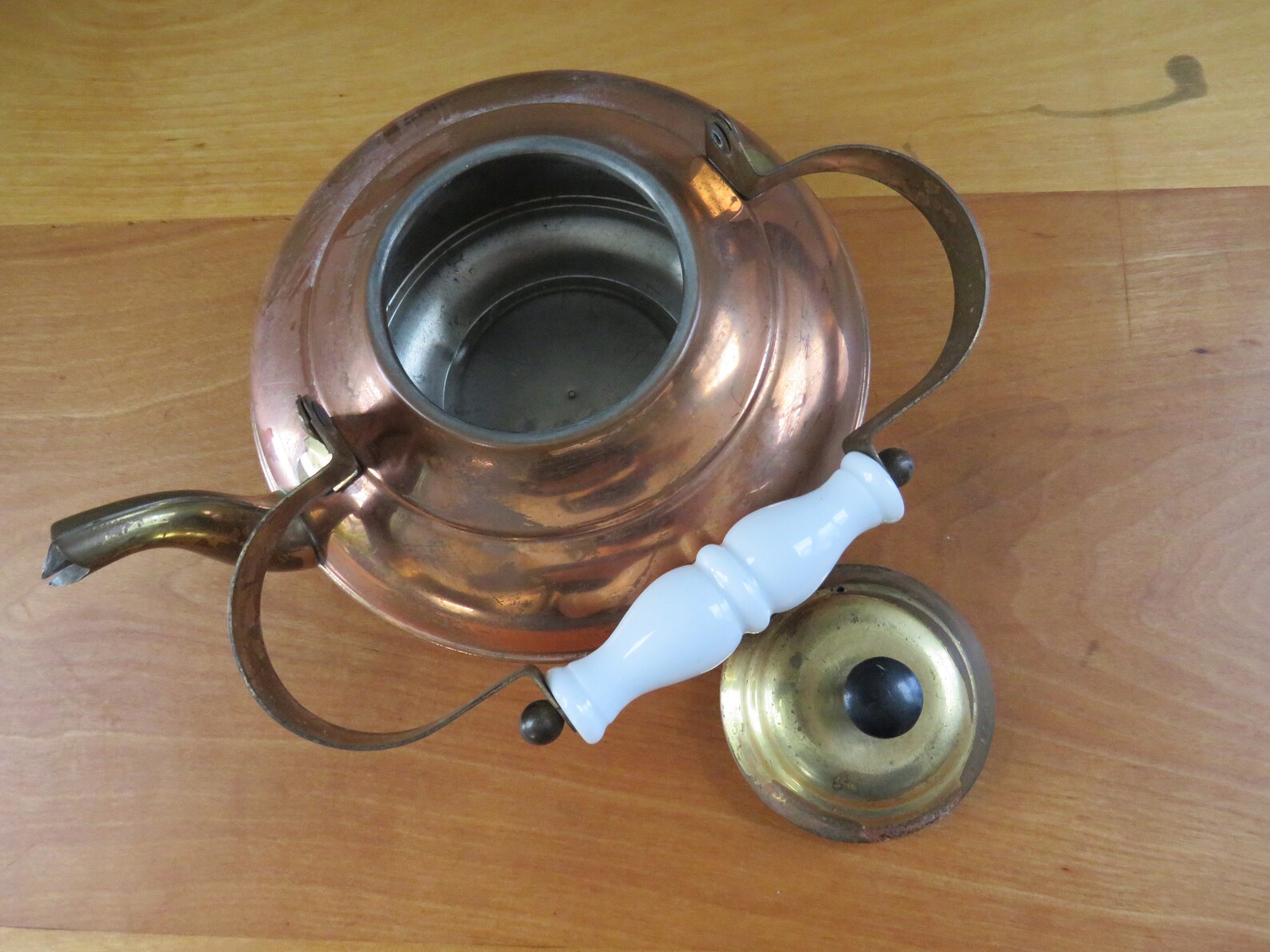 Copper Brass Tea Pot Lid Small Worn and Very Cute Etsy