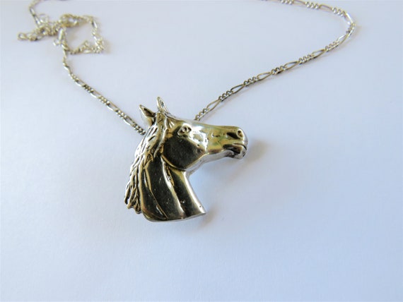 900 Silver Horse Head Pendant on Mexican Sterling… - image 3
