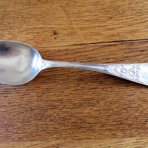 1800s Sterling Serving Spoon Monogrammed WILLIAMS, Dated 1855, 1895, dented