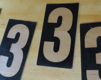 The NUMBER 3! 14&quot; x 5.5&quot; Found Art Object Also a Gas Station Price Number or Numeral Petroliana Vintage Signage
