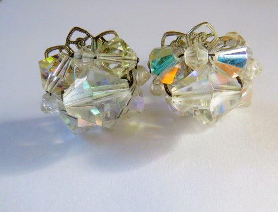 Aurora Borealis Crystal Cluster Bead Cluster Silv… - image 3