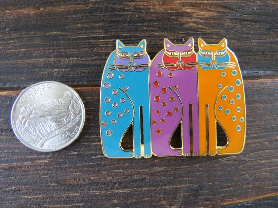 Laurel Burch SIAMESE CATS Brooch in Colorful 1980… - image 4