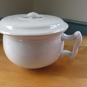 Antique English Ironstone Chamber Pot with Lid: Royal Stone China, Circa 1900