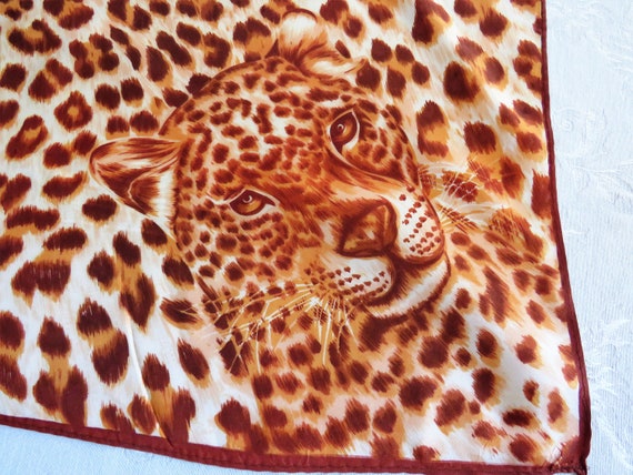 LEOPARD SCARF - Burnt Orange Leopard Square Aceta… - image 1
