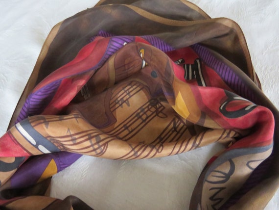 Large Silk Square Chamber Music Bass Violin Scarf… - image 9