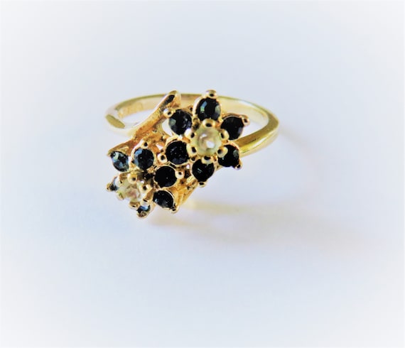 18KT Gold Electroplated Ring, Simulated Diamonds … - image 1