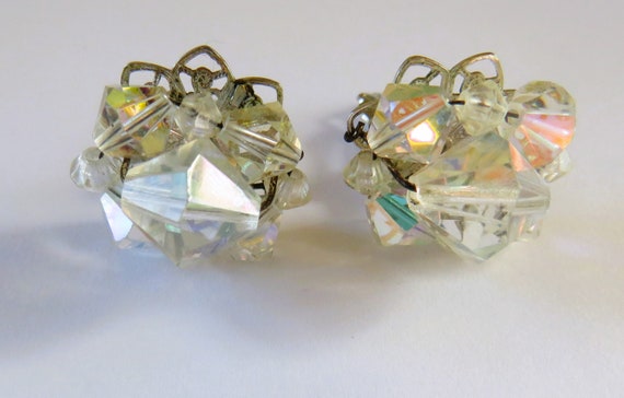 Aurora Borealis Crystal Cluster Bead Cluster Silv… - image 1