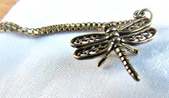 Sterling Dragonfly Dragon Fly Pendant Necklace