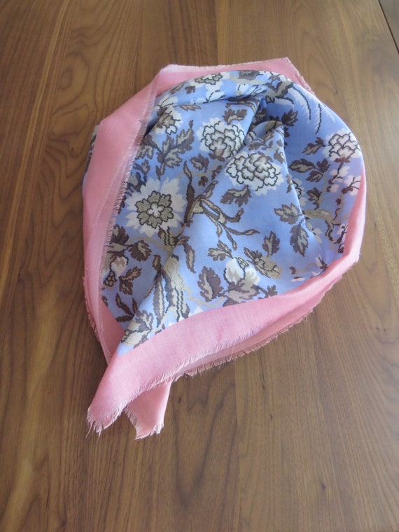 Pink blue beige brown floral pastel fringed Glent… - image 3