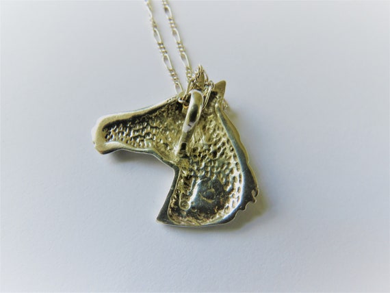 900 Silver Horse Head Pendant on Mexican Sterling… - image 4