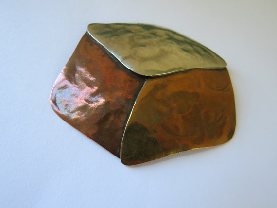 Marjorie Baer SF Mixed Metal Brutalist CUBE Brooc… - image 5