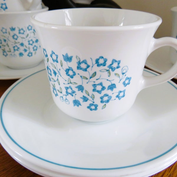 Corelle BLUE HEATHER Selection - Cups & Saucers, Small Pitcher/ Creamer, no microwave