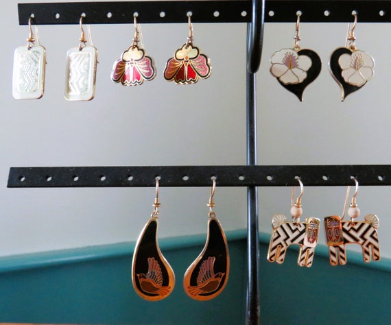 Laurel Burch ZZZEBRA Dangles, Black White Gold To… - image 10