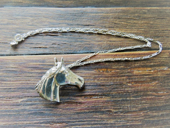 900 Silver Horse Head Pendant on Mexican Sterling… - image 2