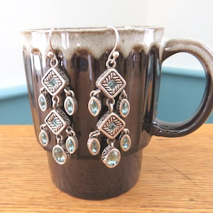 BARSE Sterling Chandelier Earrings with Blue Glass &quot;Gemstones&quot;