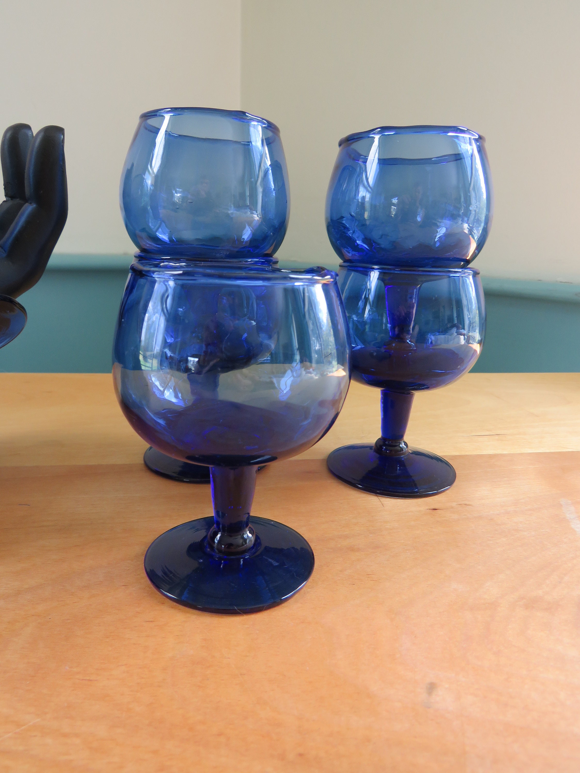 Set of SIX Cobalt Blue Hand Blown Cordial Aperitif Glasses - Etsy