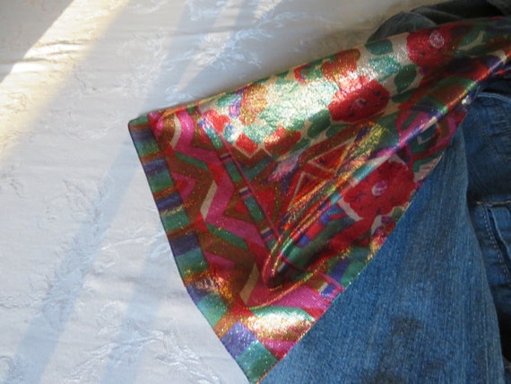 Shimmery  Metallic Floral Colorful Oblong Scarf - image 5