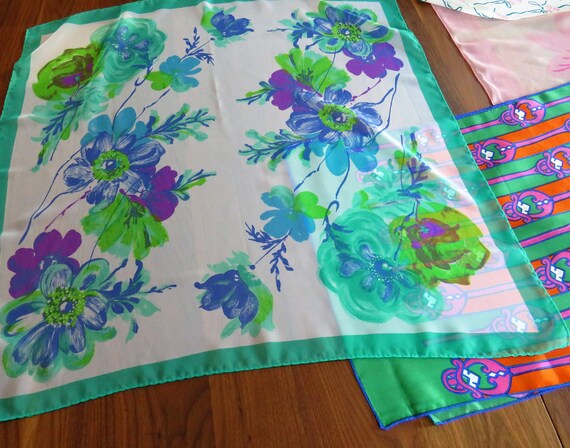 Bright Green Blue Purple White Chiffon Synthetic … - image 4