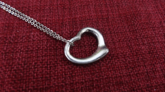 Sterling Open Heart Pendant Necklace - sweet Vale… - image 1