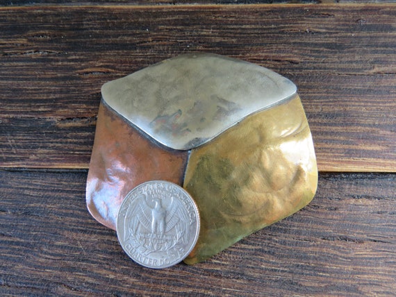 Marjorie Baer SF Mixed Metal Brutalist CUBE Brooc… - image 8