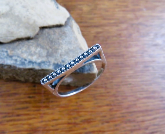 Size 11 Sterling LINEAR STACK Ring, Hallmarked 92… - image 4