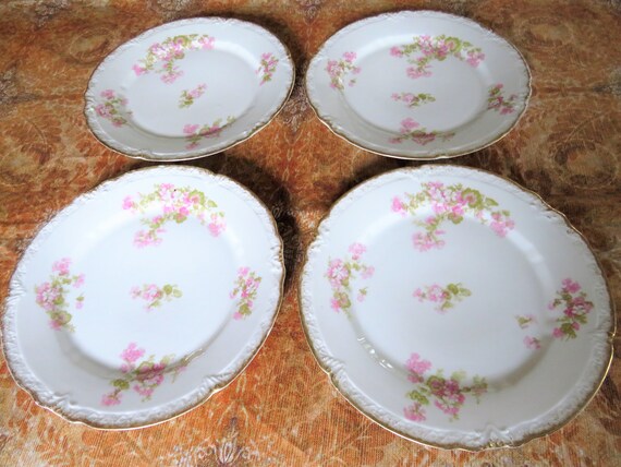 Limoges Coronet Dinner Plates (set of 4): Pink Floral