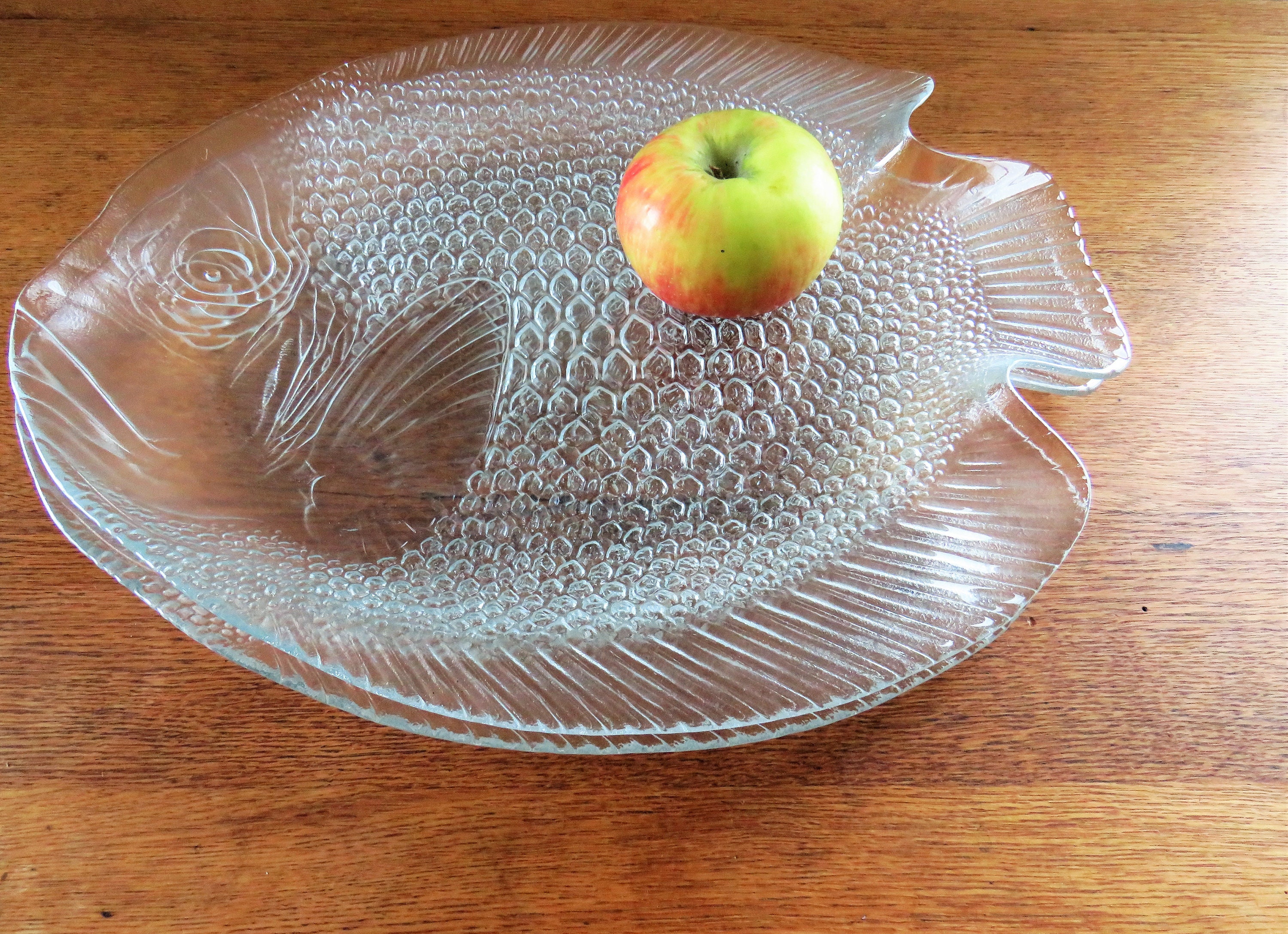 Assiettes à poisson en verre Arcoroc France VINTAGE | Lot de