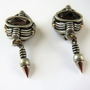 Mixed Metal Smoke Glass Futuristic Clip On Earrings