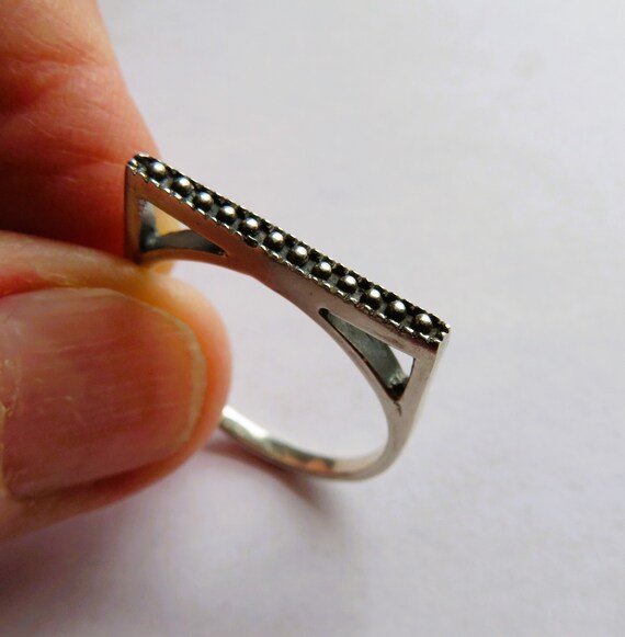 Size 11 Sterling LINEAR STACK Ring, Hallmarked 92… - image 5
