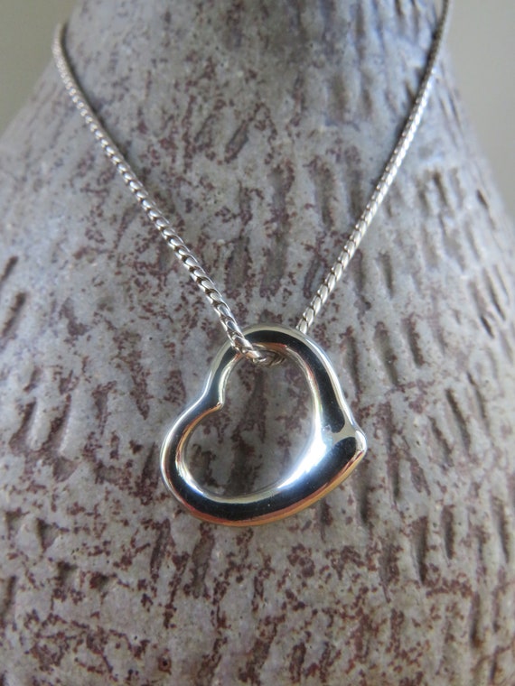 Sterling Open Heart Pendant Necklace - sweet Vale… - image 3