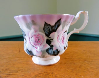 Royal Albert Lavender Pink Gray Gilded, Ribbed, Very Sweet Fine Bone China Footed Cup - Teacup only