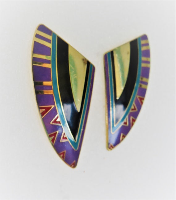 Laurel Burch SHIZUMI Large Stud Earrings Purple, … - image 3