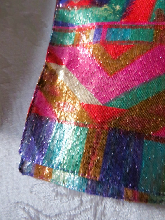 Shimmery  Metallic Floral Colorful Oblong Scarf - image 10