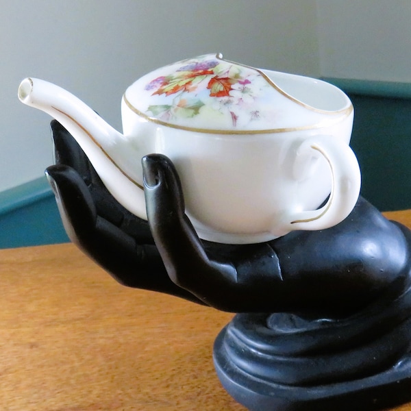 Gold Trimmed Victorian Feeding Dish, Cup for Liquids, Some wear on transfer