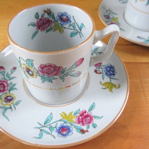 SET of 4 Copeland Spode Springtime New Stone Demitasse Cups & Saucers