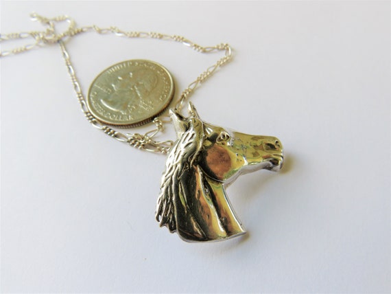900 Silver Horse Head Pendant on Mexican Sterling… - image 5