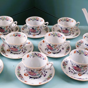 Zestaw do herbaty Copeland Spode New Stone CURRANTS: 23 elementy, ok. 1910 r.