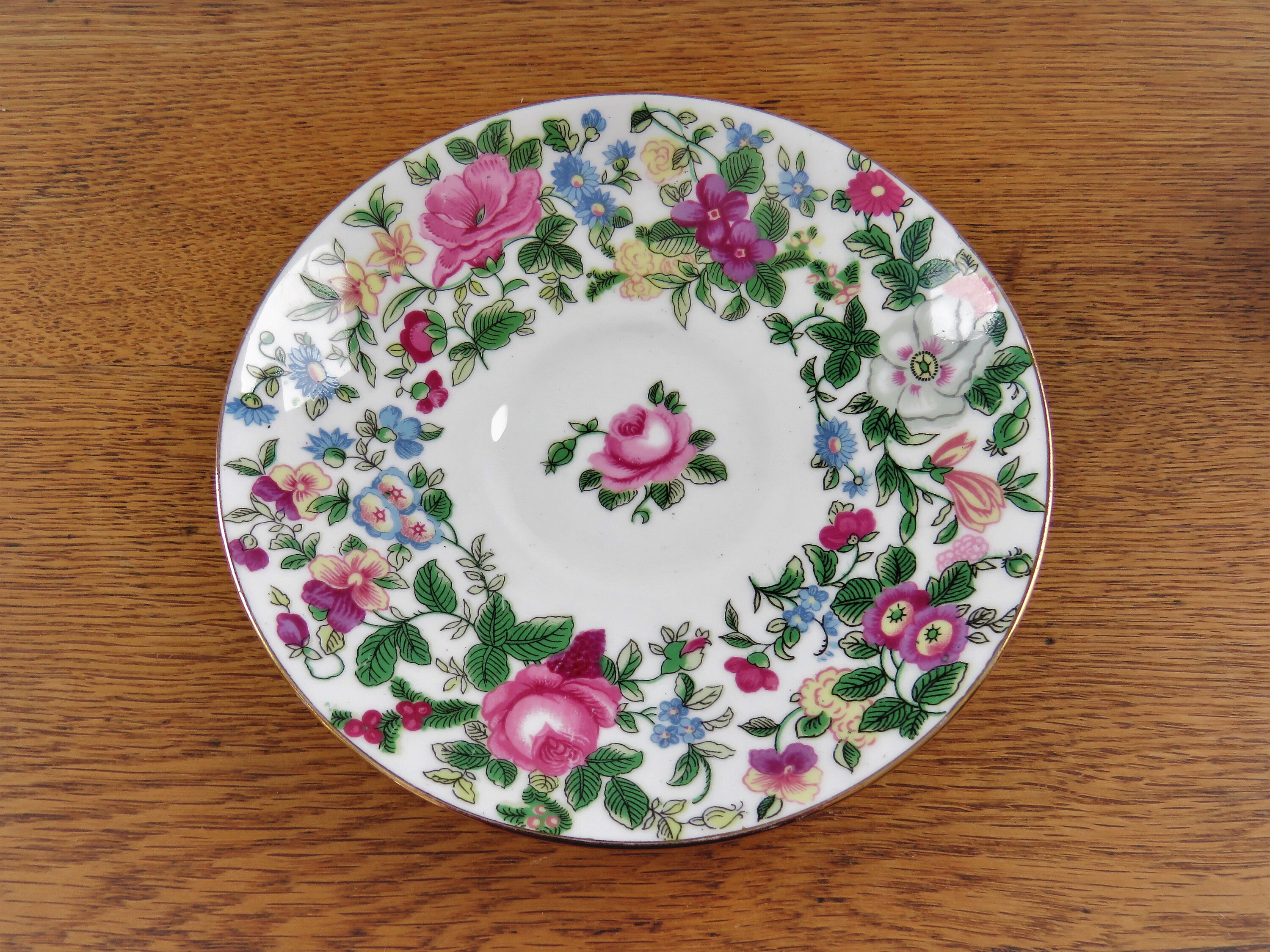 英国製 CROWN STAFFORDSHIRE❁﻿瑞々しいお花と金彩プレート Crown Staffordshire Thousand Flowers | 32 lines in stock to