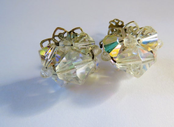 Aurora Borealis Crystal Cluster Bead Cluster Silv… - image 5