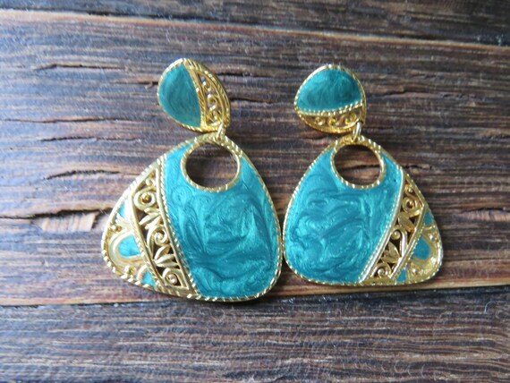 BEREBI Statement Stud Dangles Gold  Plated Jade G… - image 5