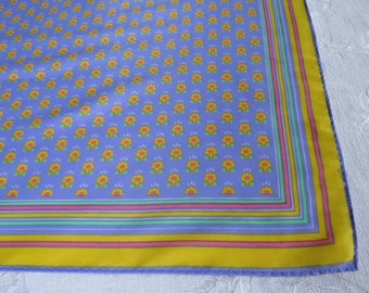 Lavender and Yellow Dainty Flowers Square Polyester Scarf, Spring-y!, 27"