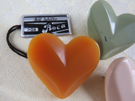 BILL SCHIFFER 3 Heart Brooches Acrylic Resin - 3D… - image 2