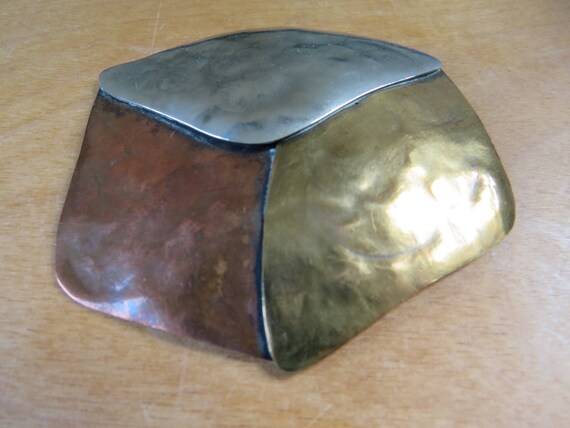 Marjorie Baer SF Mixed Metal Brutalist CUBE Brooc… - image 4