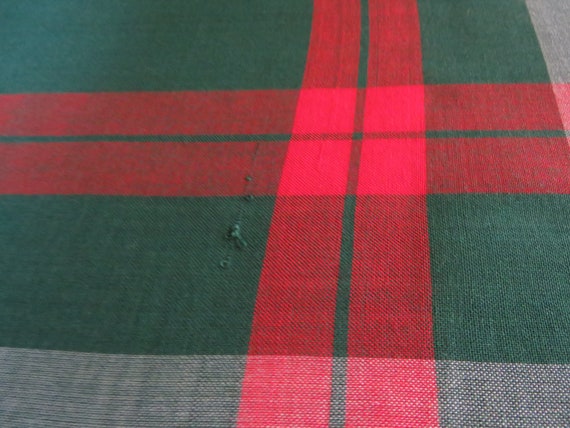 Rayon Fringed Scarf, Green Red White Plaid, Circa… - image 10