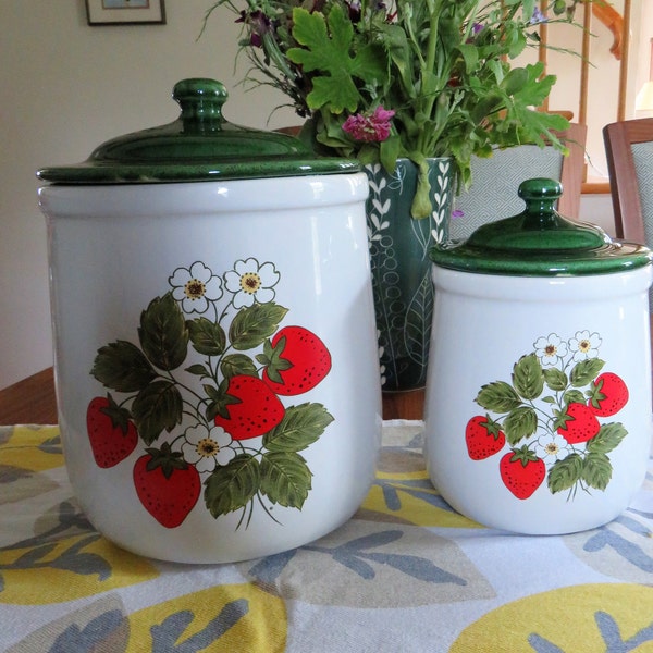 McCoy Strawberry canister(s) cookie jar(s) - little one, big one or BOTH!