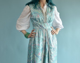 1960s Metallic Sea Queen Maxi Dress