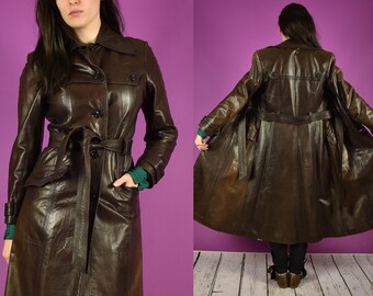 70s leather trench | Etsy