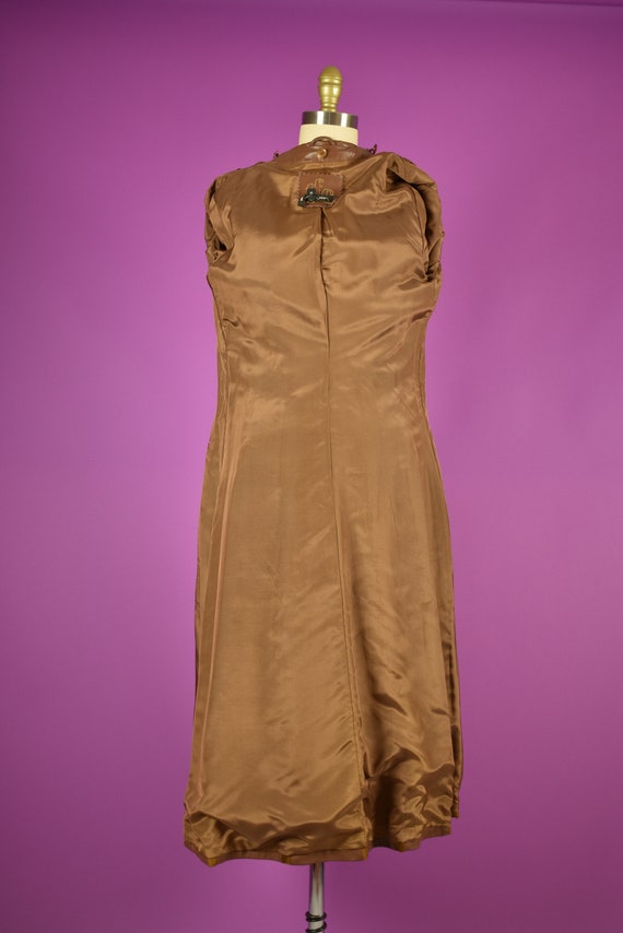 1970s Striped Leather Trench Coat in Caramel Brow… - image 7